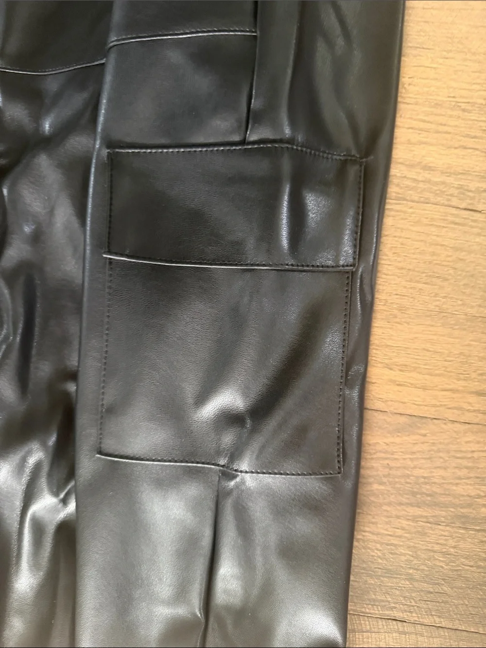 Black Faux Leather Jogger Pants
